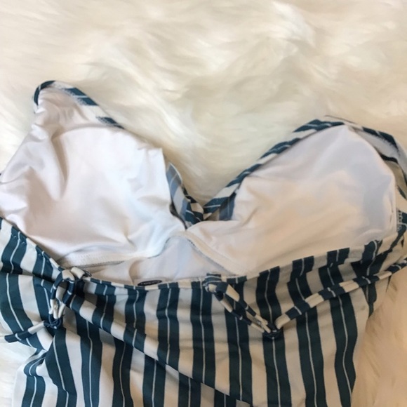 Old Navy Teal Striped Twist-Front One-Piece Swimsuit - Picture 8 of 11
